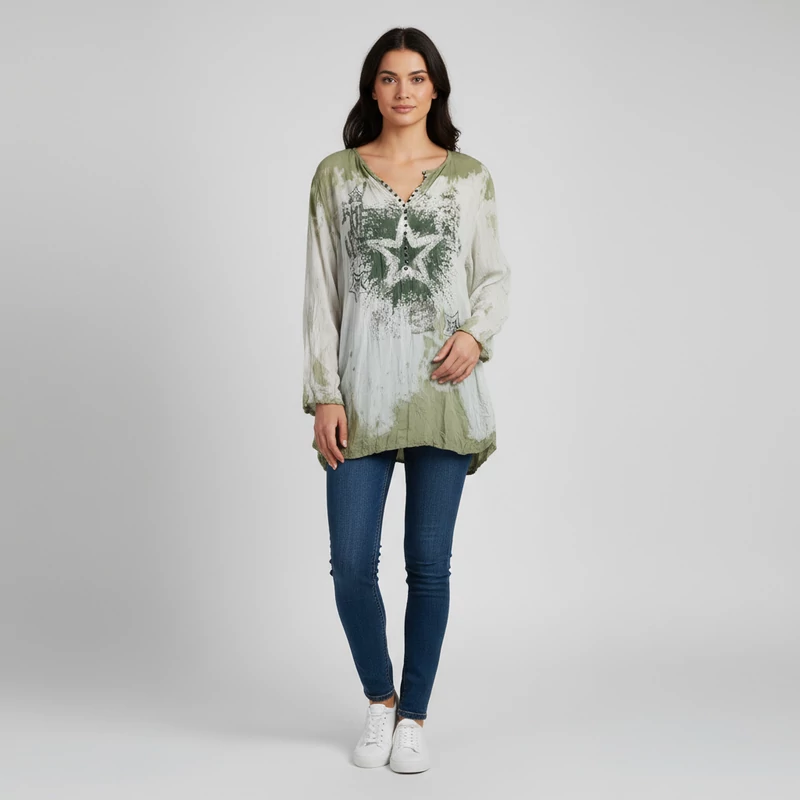 Mintás, hosszú ujjú női felső, 2XL méret