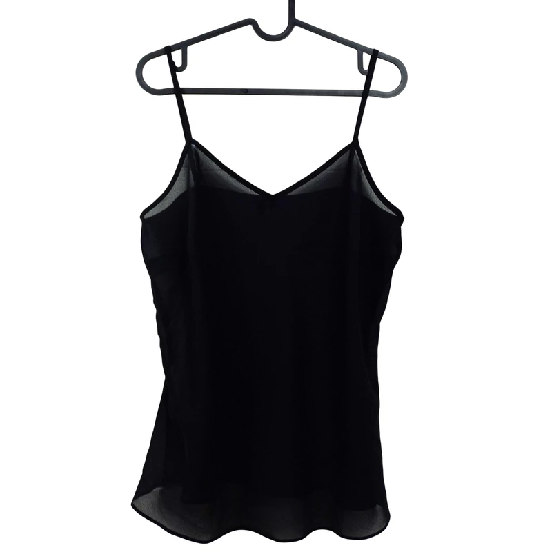 Fekete színű, ujjatlan női felső, L méret