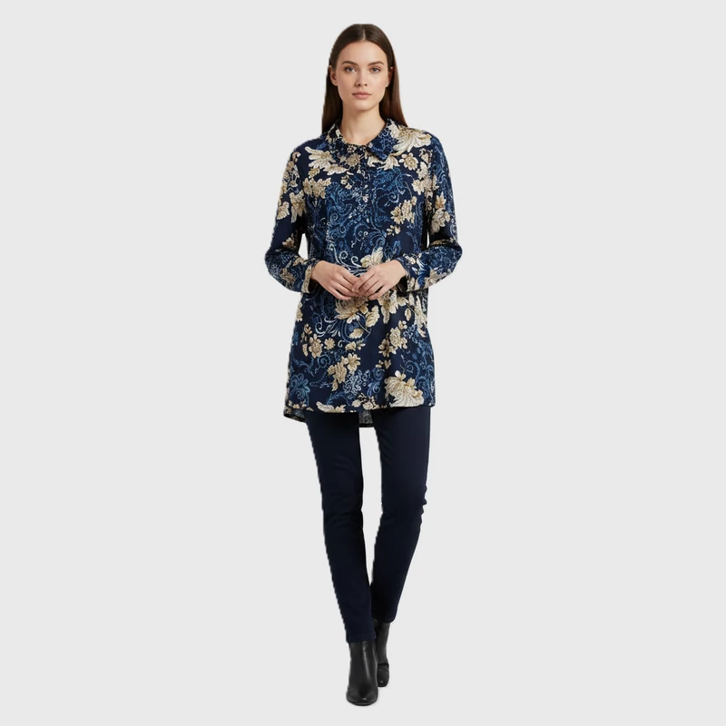 in-Print, mintás, hosszú ujjú női felső, 2XL méret