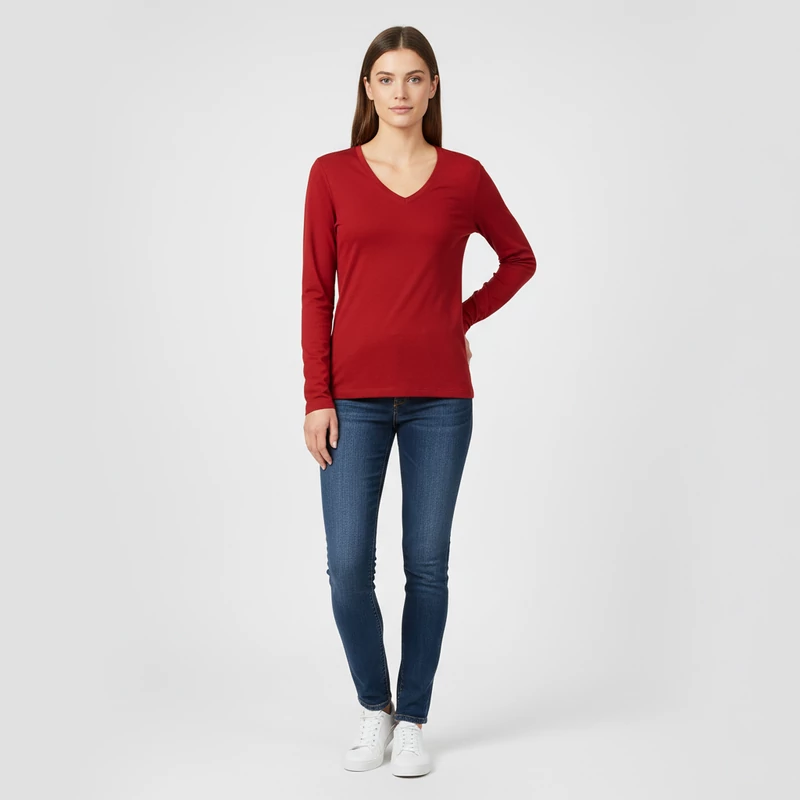 Esprit, sötétpiros színű, hosszú ujjú női felső, S méret