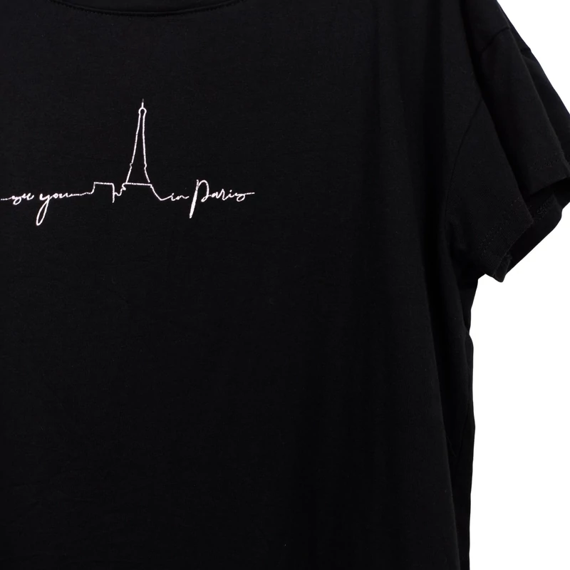 Street One, fekete színű, rövid ujjú női felső, M méret