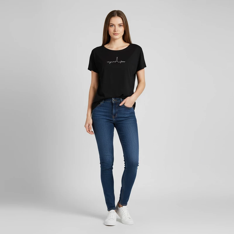 Street One, fekete színű, rövid ujjú női felső, M méret