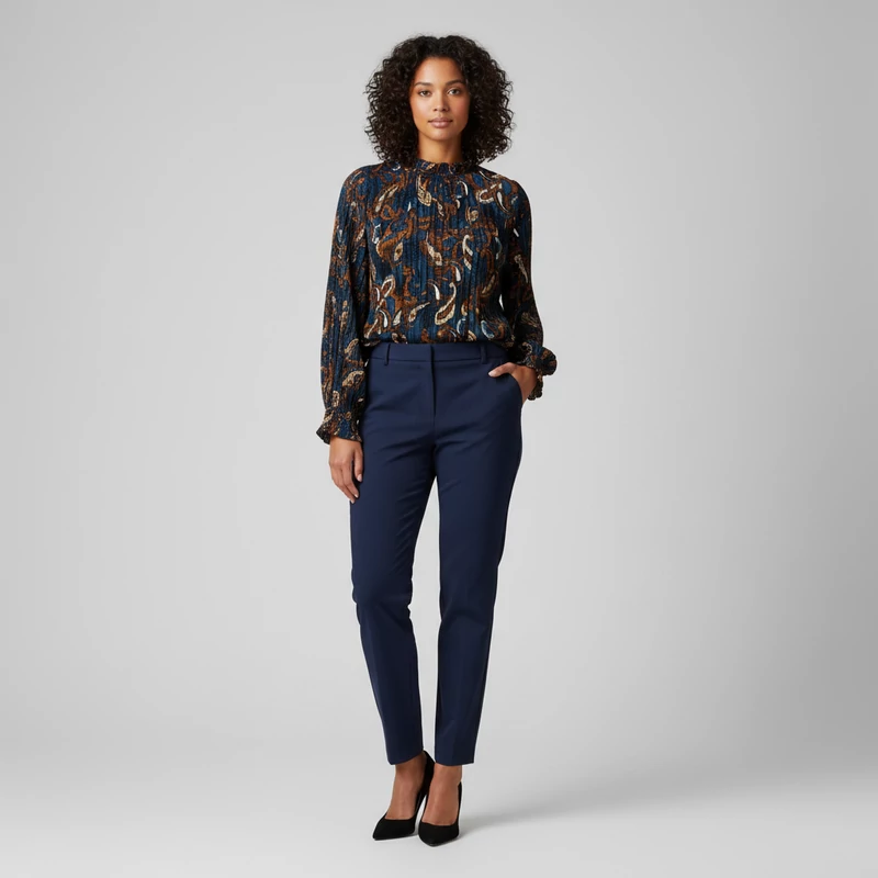 Fransa, mintás, hosszú ujjú női felső, XL méret