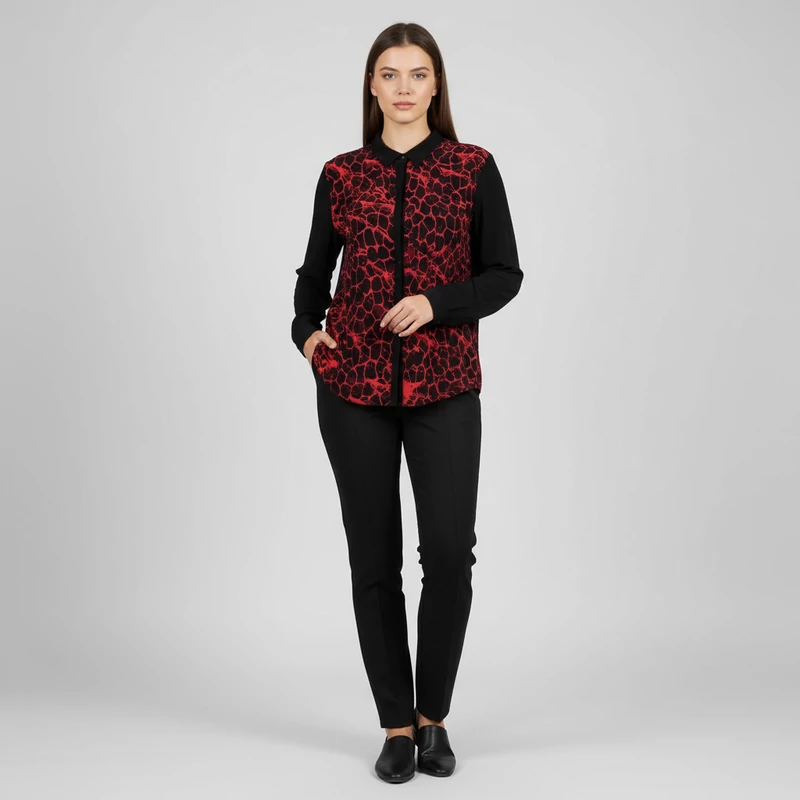 Gestuz, mintás, hosszú ujjú női felső, M méret