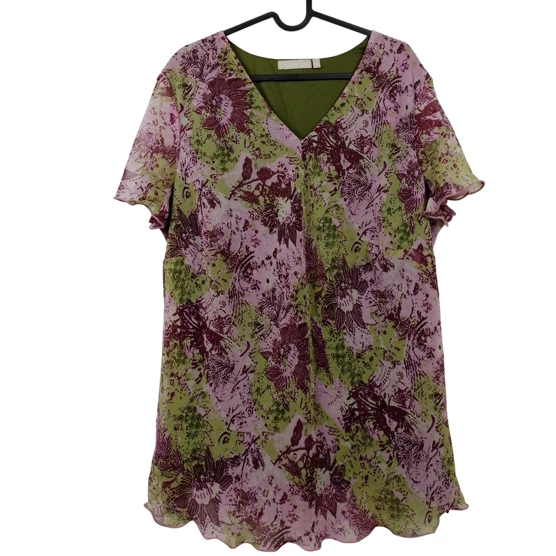 Daxon, mintás, rövid ujjú női felső, 2XL méret