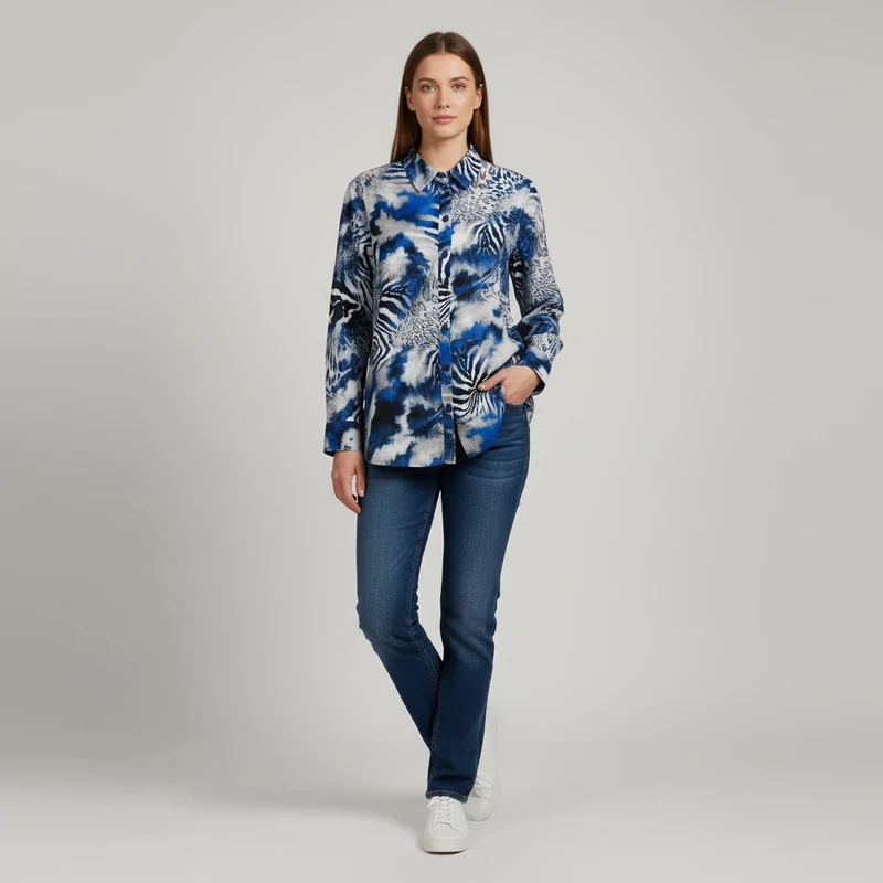 Setter, mintás, hosszú ujjú női felső, XL méret