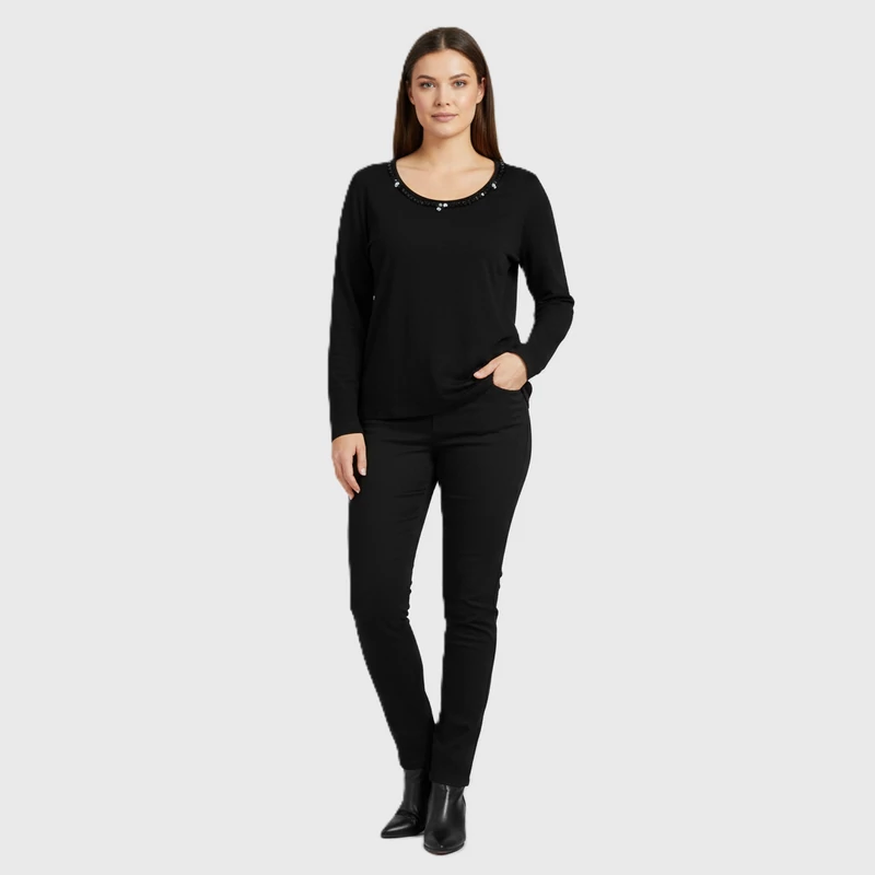 Gerry Weber, fekete színű, hosszú ujjú női felső, XL méret