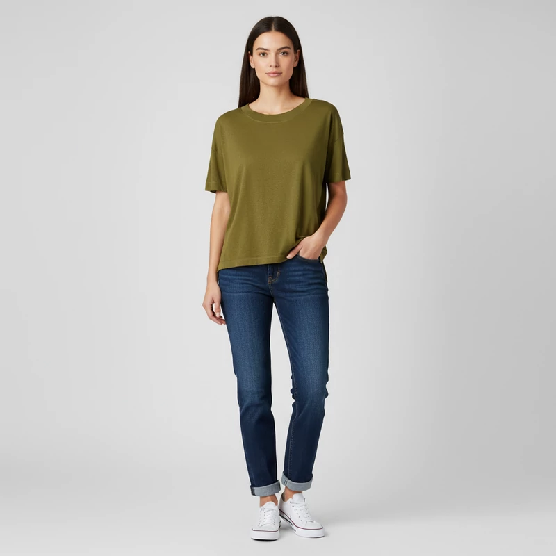 Esprit, méregzöld színű, rövid ujjú női felső, S méret