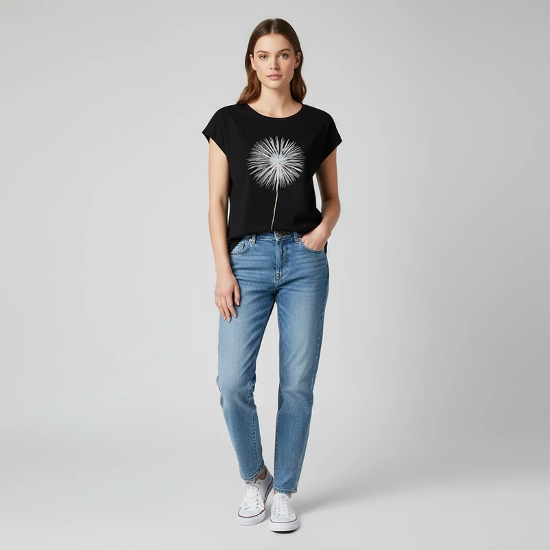 Reserved, mintás, rövid ujjú női felső, S méret