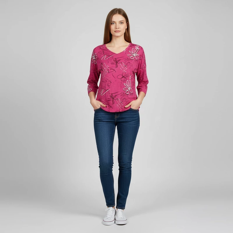 Mintás, hosszú ujjú női felső, L méret