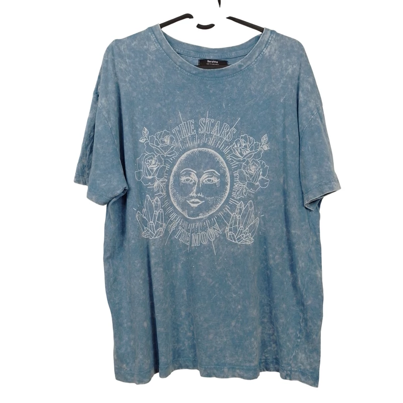 Bershka, mintás, rövid ujjú női felső, M méret