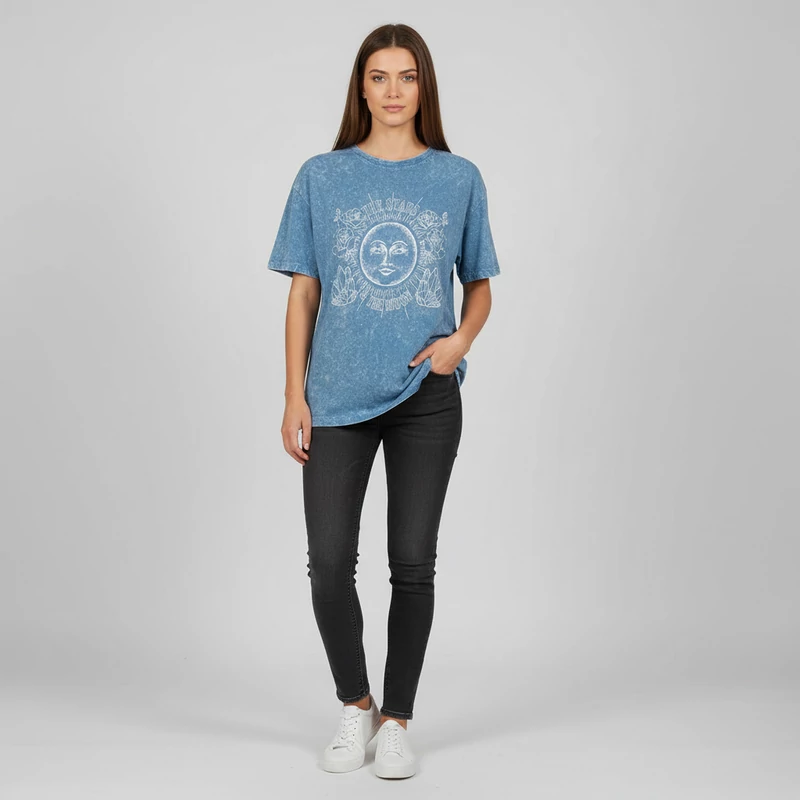 Bershka, mintás, rövid ujjú női felső, M méret