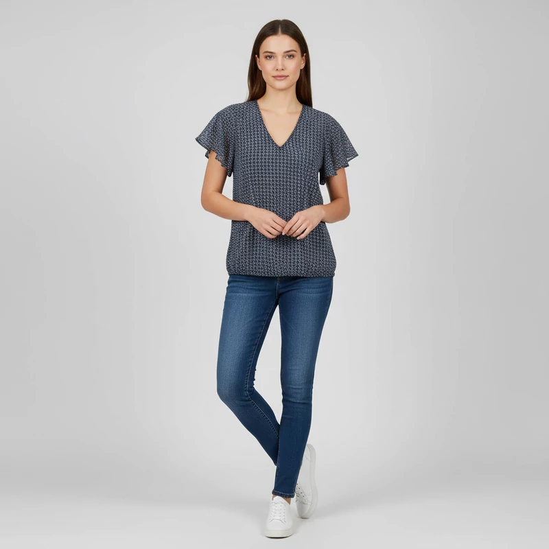 Lola Liza, mintás, rövid ujjú női felső, XS méret