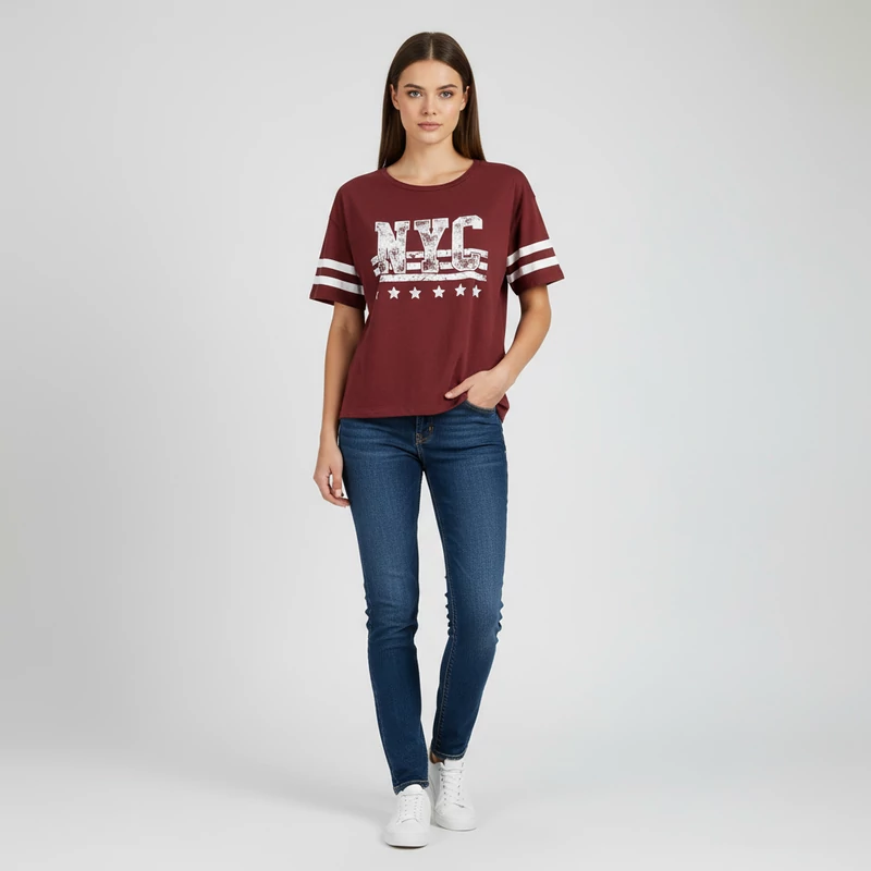 Twintip, mintás, rövid ujjú női felső, S méret