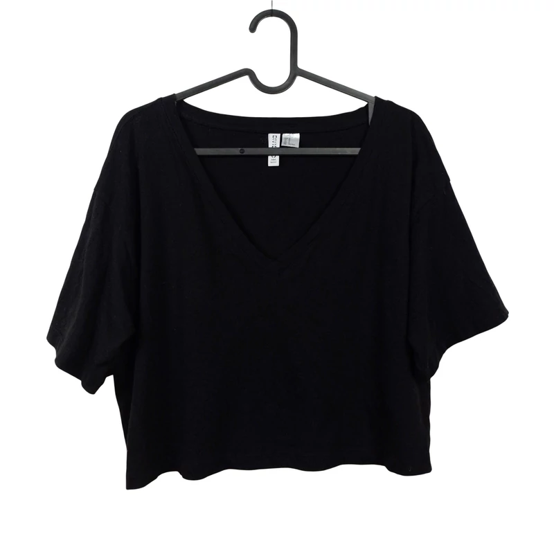 H&M, fekete színű, rövid ujjú női felső, M méret