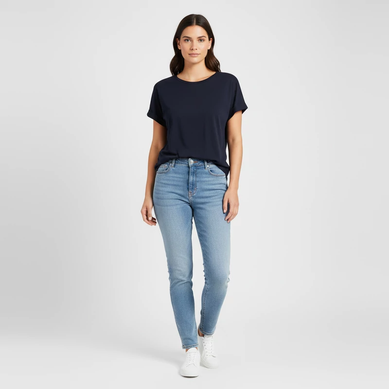 Culture, sötétkék színű, rövid ujjú női felső, XS méret