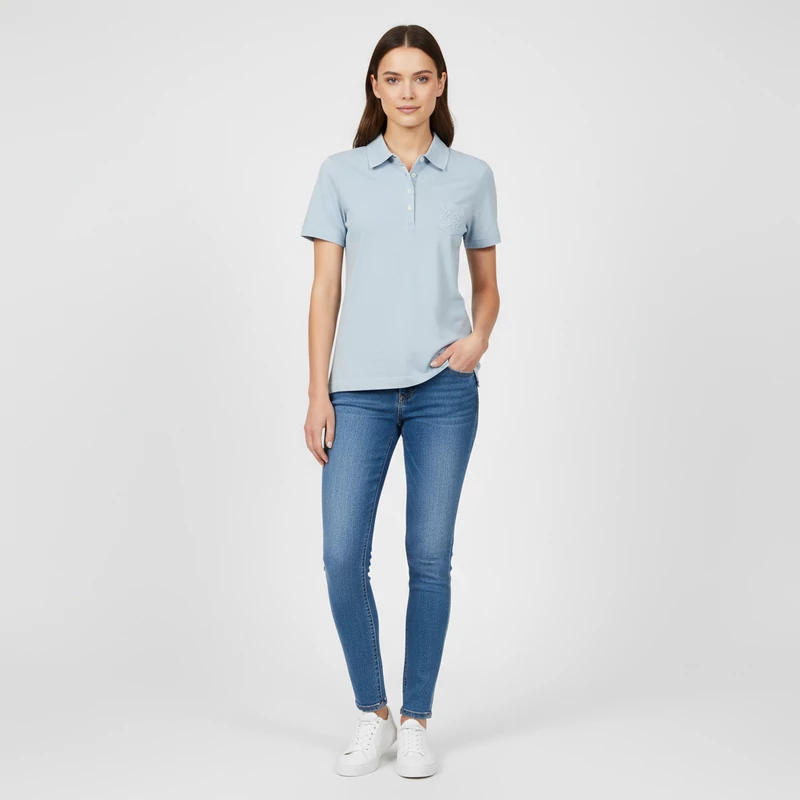 Giada, világoskék színű, rövid ujjú női felső, S méret