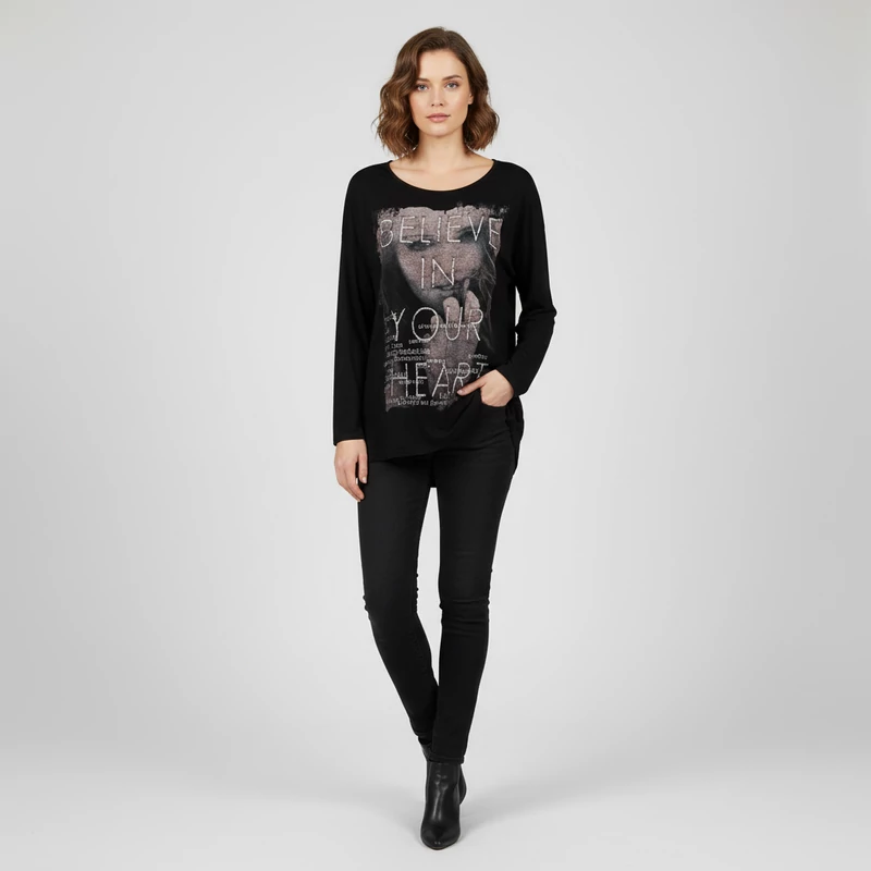 C&A, mintás, hosszú ujjú női felső, S méret