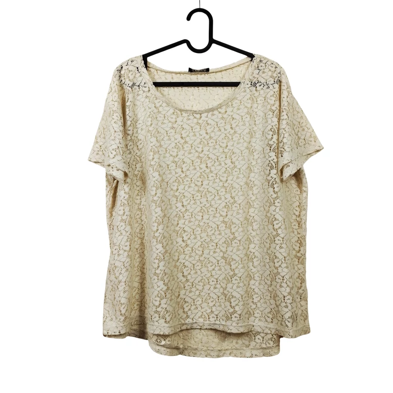 George, tojáshéj színű, rövid ujjú női felső, L méret