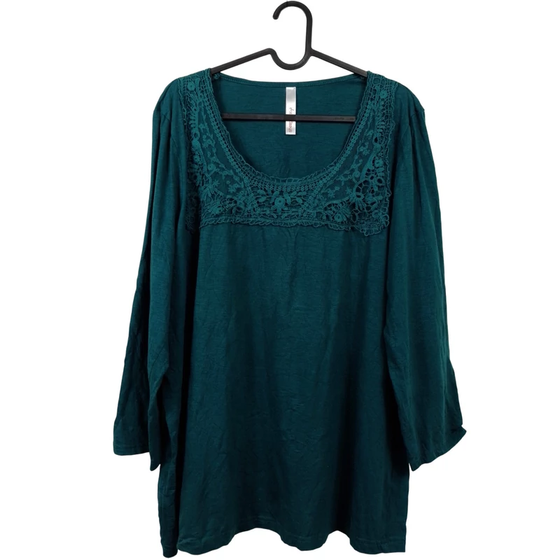 Sheego, sötétzöld színű, hosszú ujjú női felső, XL méret