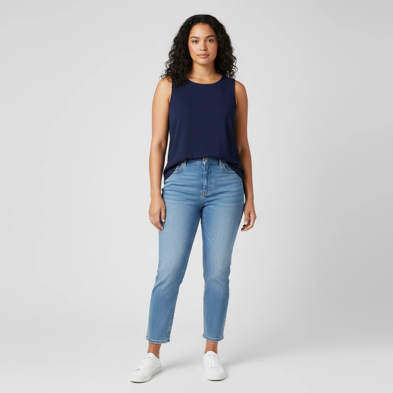 Pebble Bay, sötétkék színű, ujjatlan női felső, L méret