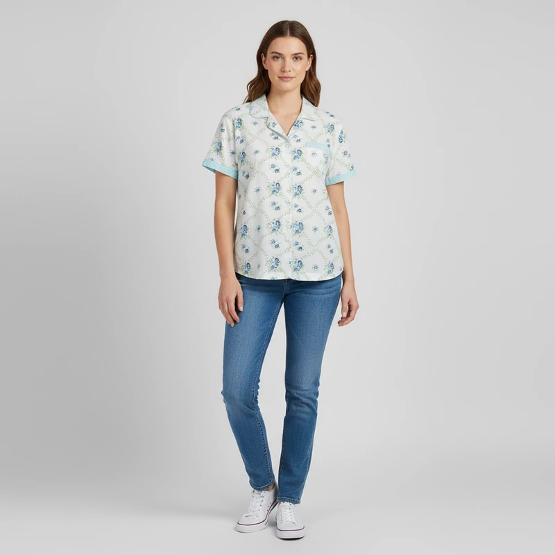 ea, mintás, rövid ujjú női felső, L méret