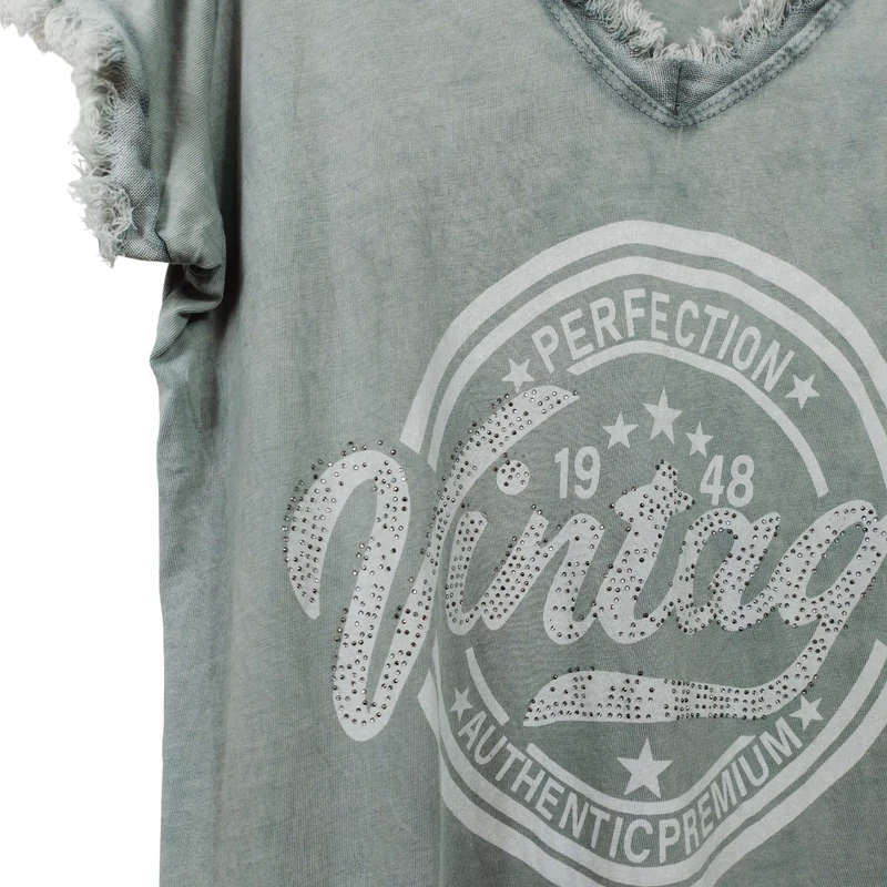 Mintás, rövid ujjú női felső, L méret