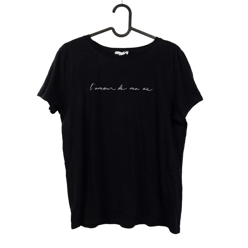 Amisu, fekete színű, rövid ujjú női felső, M méret