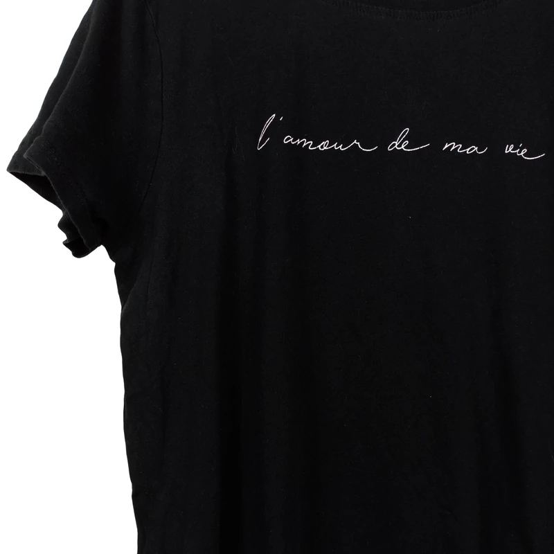 Amisu, fekete színű, rövid ujjú női felső, M méret