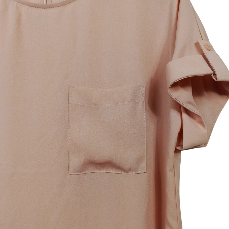 Papaya, púderrózsaszínű, rövid ujjú női felső, M méret