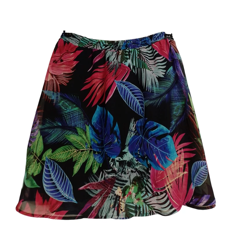 Derekán gumis, mintás, bélelt női szoknya