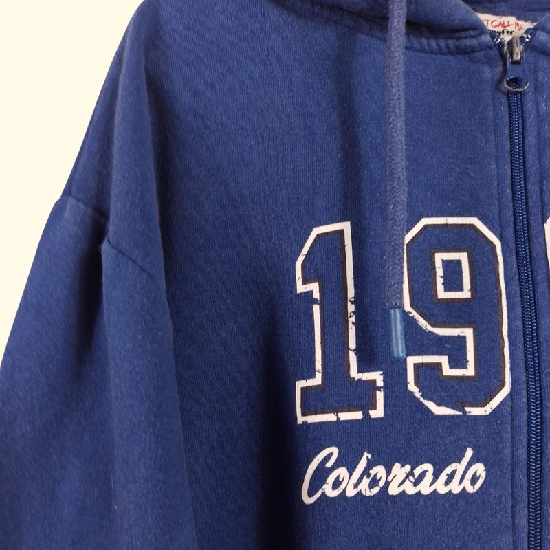 Jennyfer, kék színű, kapucnis, hosszú ujjú női felső, S méret (használt minőségű!)