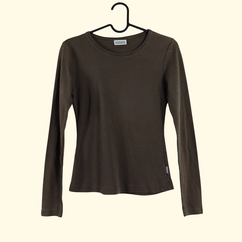 Street One, kekizöld színű, hosszú ujjú női felső, XS méret (használt minőségű!)