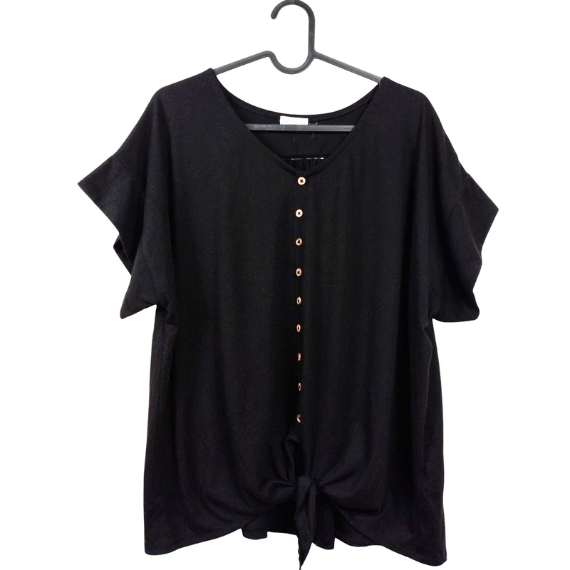 Infinity, fekete színű, rövid ujjú női felső, XL méret (használt minőségű!)