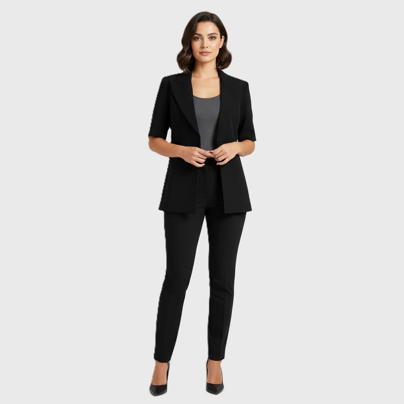 Elején gombos rövid ujjú női zakó