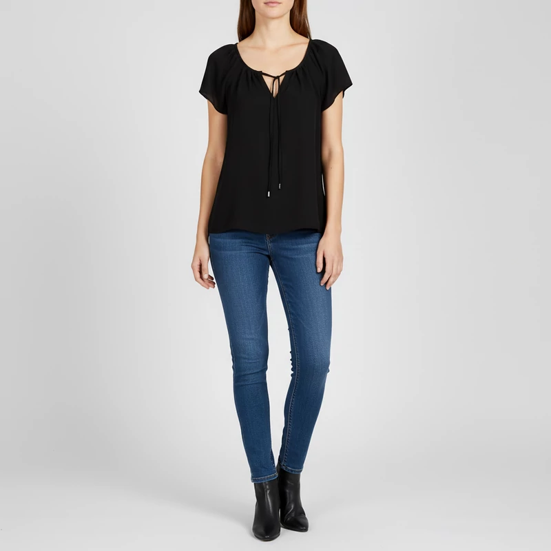 H&M, fekete színű, rövid ujjú női felső, S méret